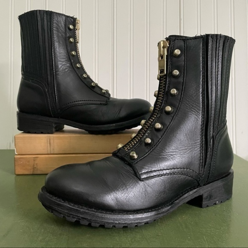 ASH Zip Front Studded Booties w Stretch Panels *Mexico*